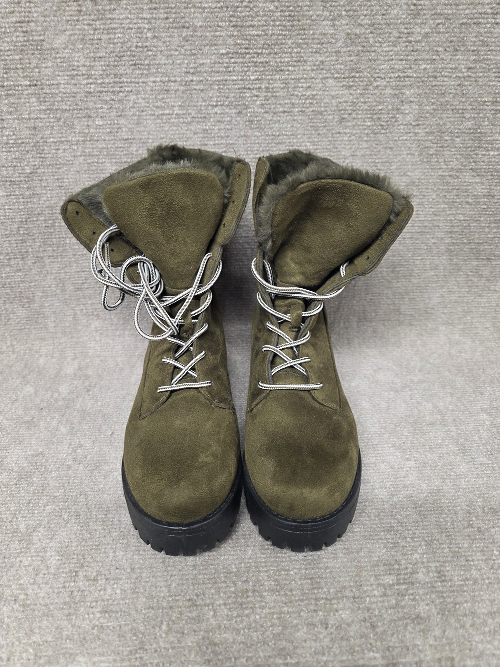 Women’s Olive Lace-Up Platform Ankle Boots